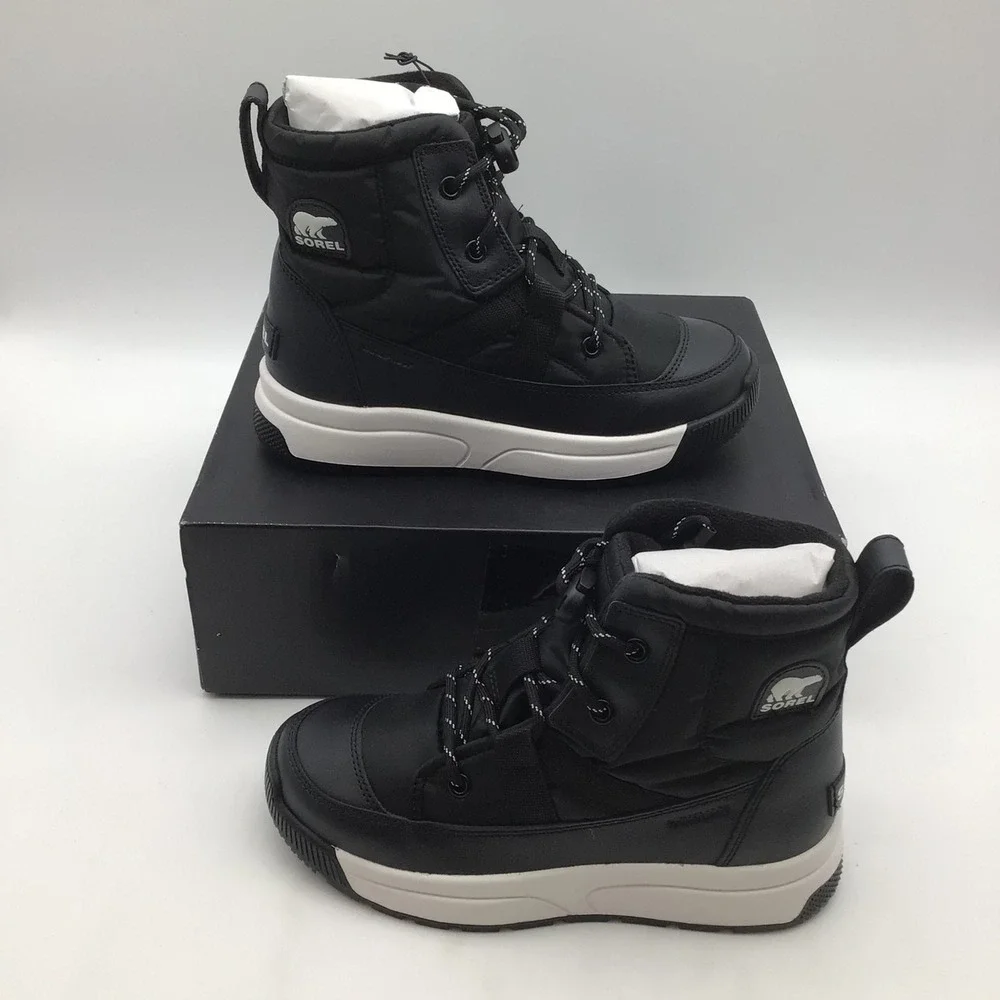 Sorel Youth Whitney III Mid WP Black Waterproof Insulated Boots Size 4 NEW